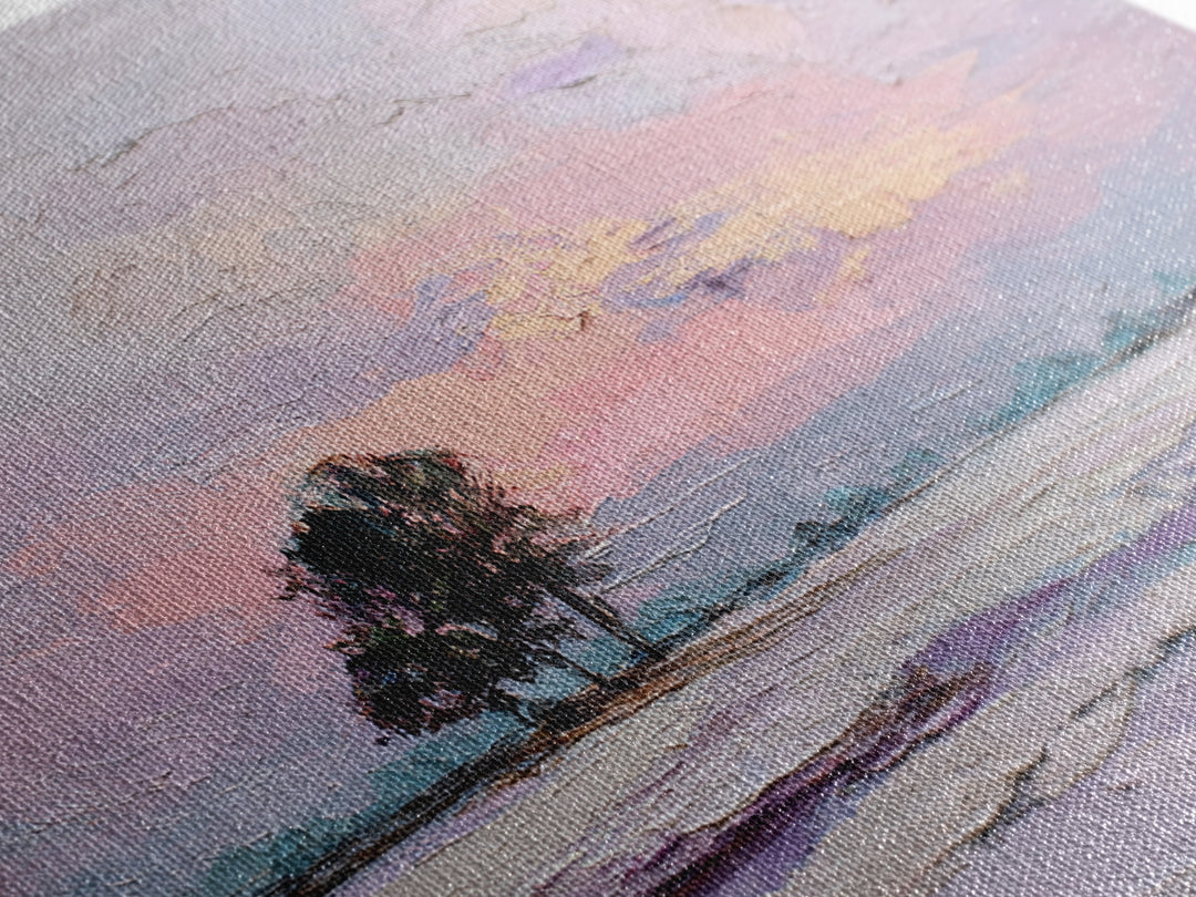 Lavender Field under Pale Sky Framed Canvas Print, Guest Bedroom Art, Room Decor, Bedroom Decor, Oil Painting, Guest, GBA-3x2-47