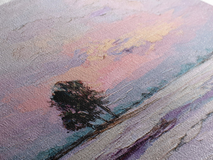 Lavender Field under Pale Sky Framed Canvas Print, Guest Bedroom Art, Room Decor, Bedroom Decor, Oil Painting, Guest, GBA-3x2-47