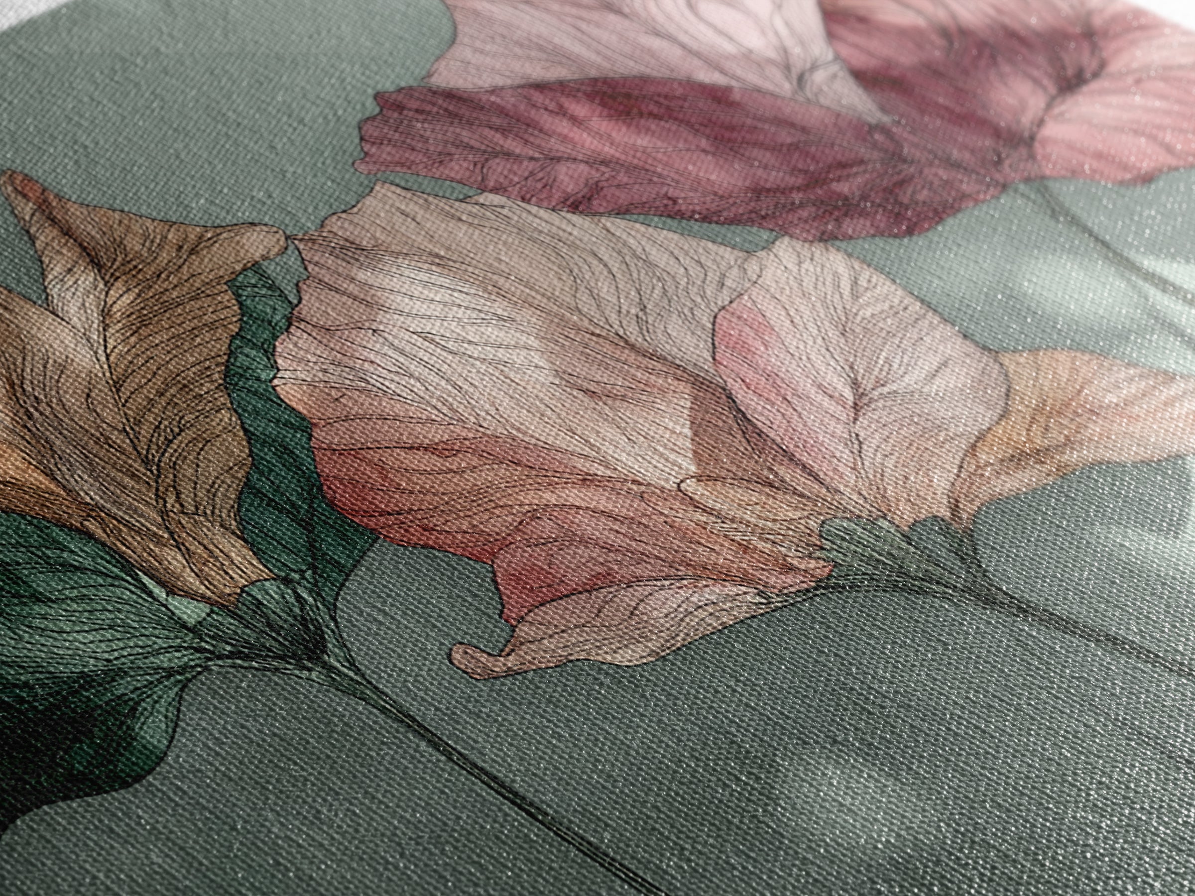 Gentle Botanical Line Drawing Trio Canvas Print, Guest Bedroom Art, Set of 3 Wall Art, Bedroom Decor, Watercolor Art, Guest, GBA-3x2-58