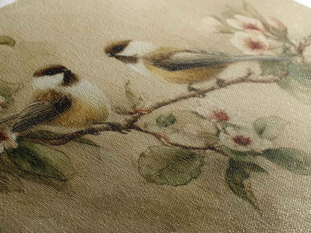 Small Bird Pair on Flowering Branch Framed Canvas Print, Guest Bedroom Art, Digital Print, Bedroom Decor, Fine Art, Guest, GBA-3x2-8