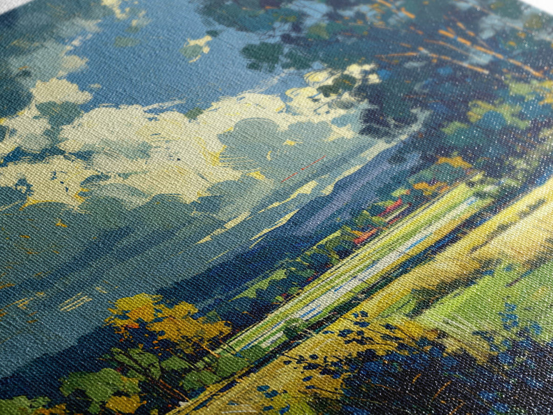 Sunlit Meadow with Loose Impressionist Brushwork Canvas Print, General Fine Art, Framed Wall Art, Living Room Decor, GEN-1x1-14