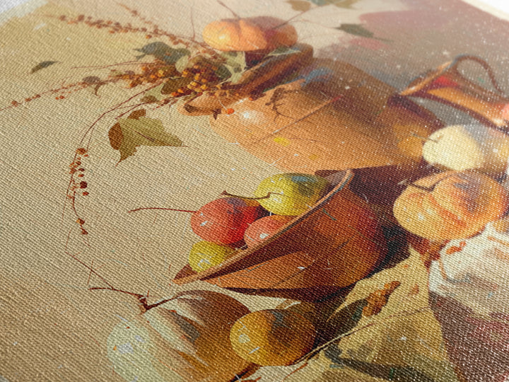 Simple Still Life of Fruit and Linen Framed Canvas Print, General Fine Art, Wall Art Prints, Living Room Decor, Abstract Art, GEN-1x1-16