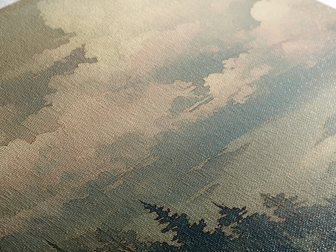 Romantic Cloudscape with Blush and Cream Tones Canvas Print, General Fine Art, Large Wall Art, Living Room Decor, Fine Art, GEN-1x1-18
