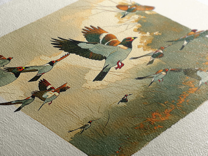 Minimal Birds in Flight over an Open Canvas Print, General Fine Art, Art Deco, Living Room Decor, Oil Painting, GEN-1x1-22