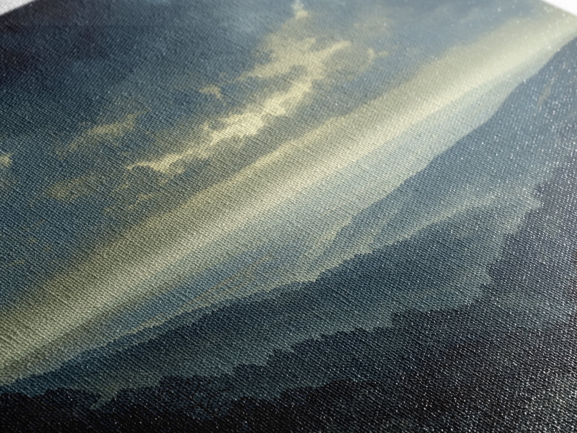 Misty Mountain Valley Framed Canvas Print, General Fine Art, Oil Painting, Living Room Decor, Fine Art, Gallery Decor, GEN-1x1-52