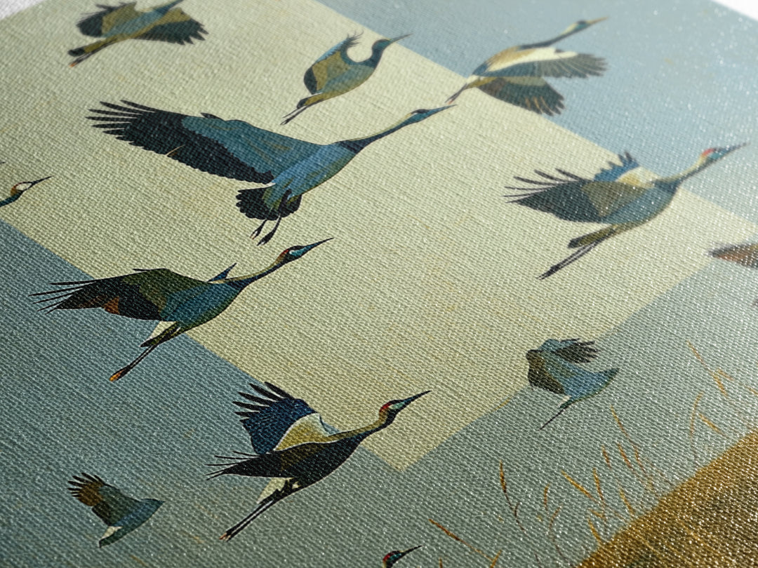 Minimal Birds in Flight over an Open Framed Canvas Print, General Fine Art, Abstract Art, Living Room Decor, Fine Art, GEN-1x1-70