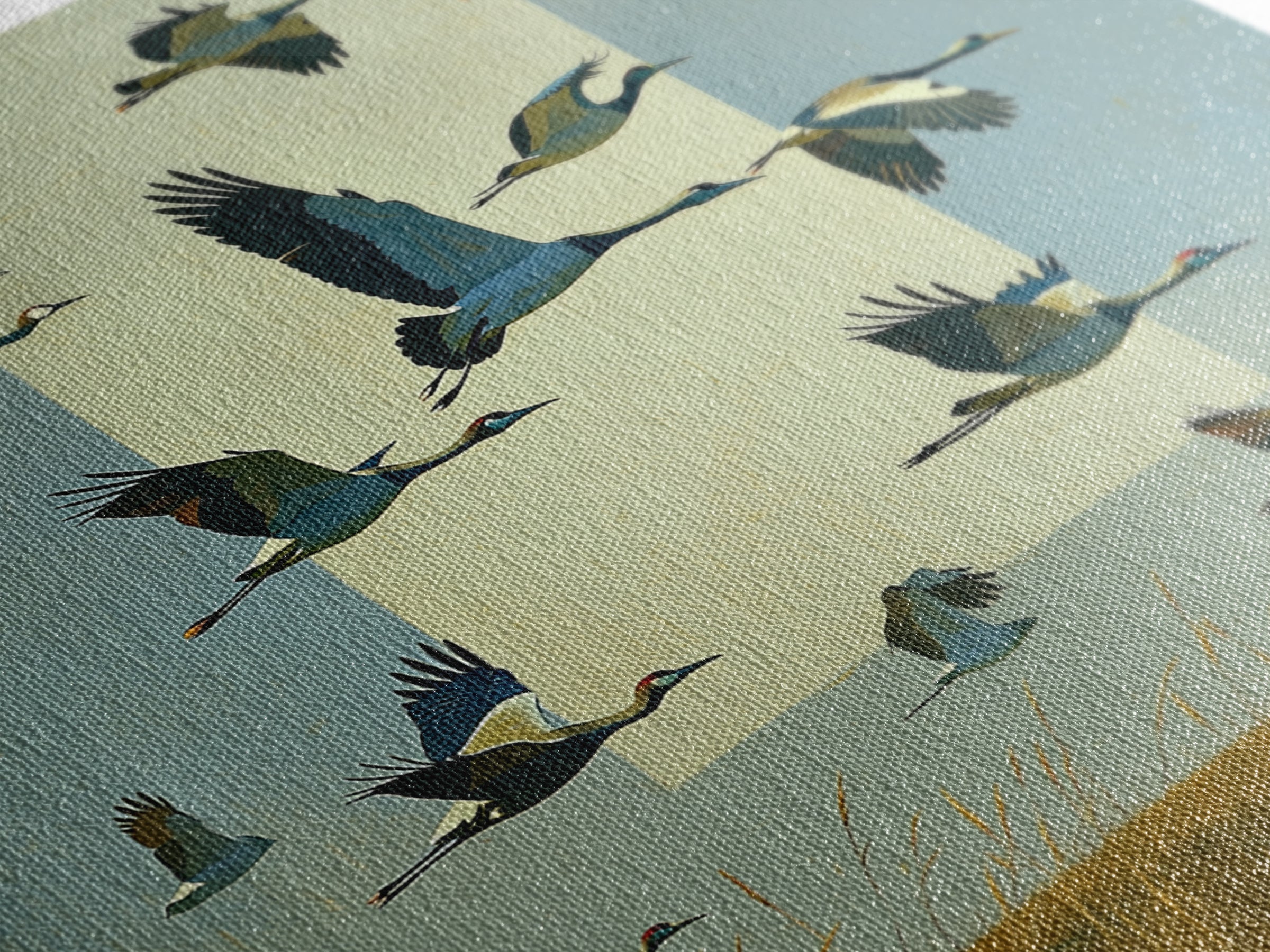 Minimal Birds in Flight over an Open Framed Canvas Print, General Fine Art, Abstract Art, Living Room Decor, Fine Art, GEN-1x1-70