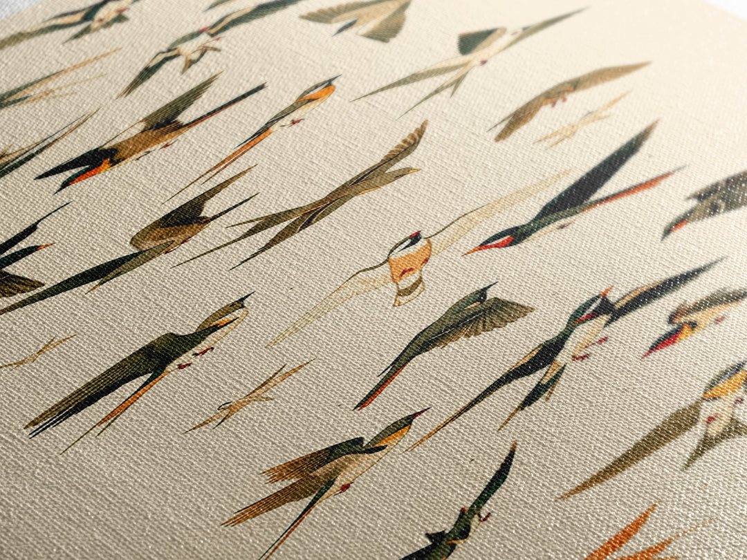 Minimal Birds in Flight over an Open Canvas Print, General Fine Art, Art Nouveau, Living Room Decor, Fine Art, GEN-1x3-10