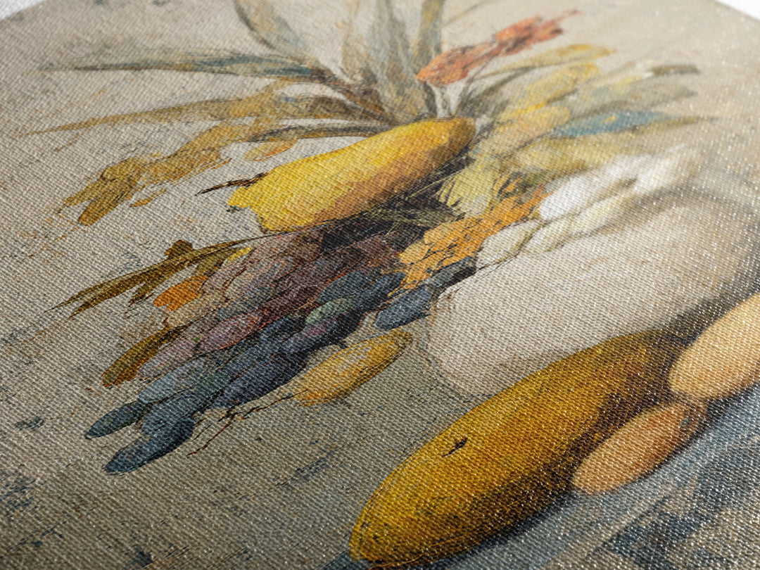 Simple Still Life of Fruit and Linen Canvas Print, General Fine Art, Abstract Art, Living Room Decor, Fine Art, GEN-1x3-100