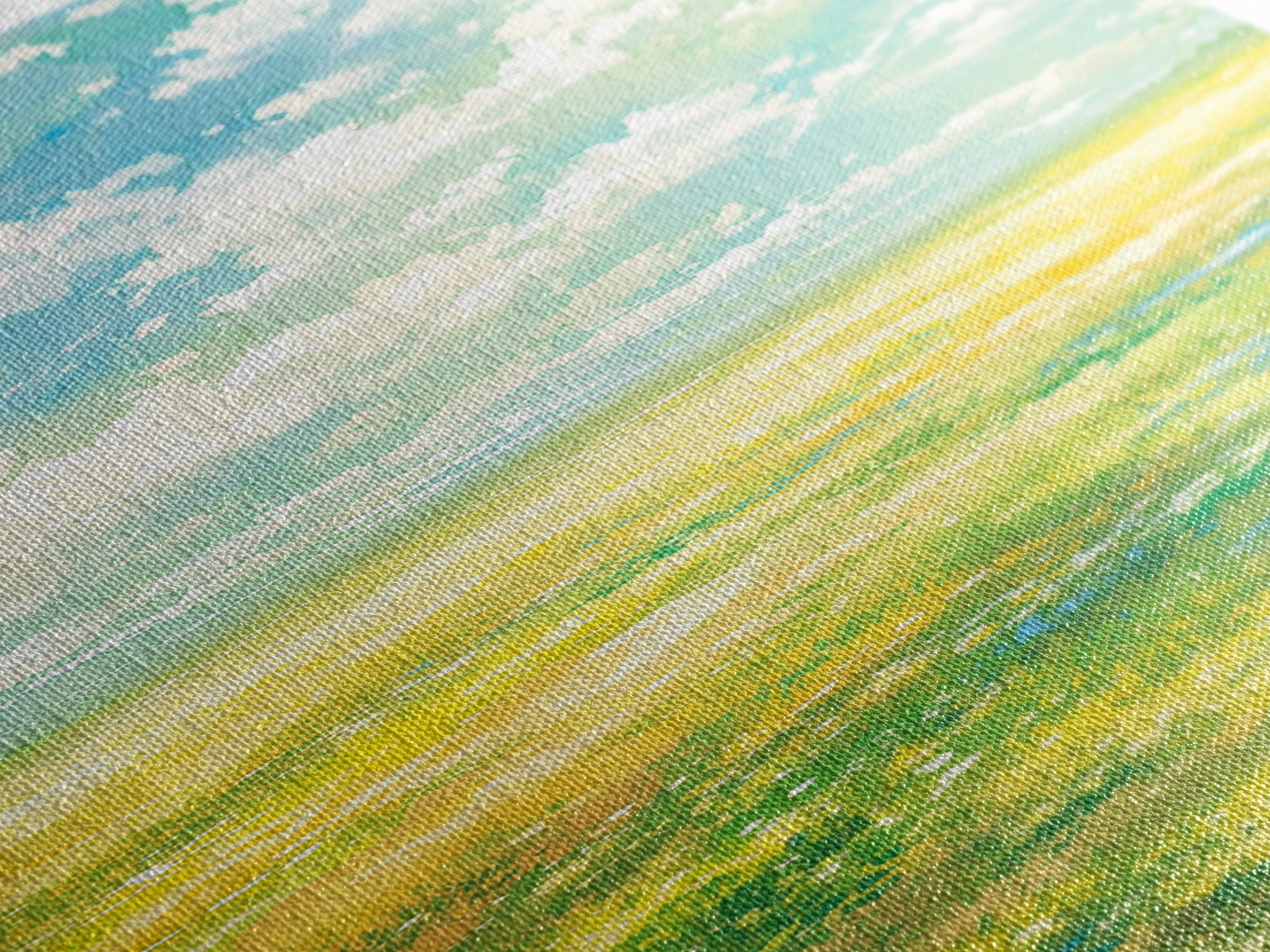 Sunlit Meadow with Loose Impressionist Brushwork Canvas Print, General Fine Art, Canvas Art, Living Room Decor, Fine Art, GEN-1x3-26