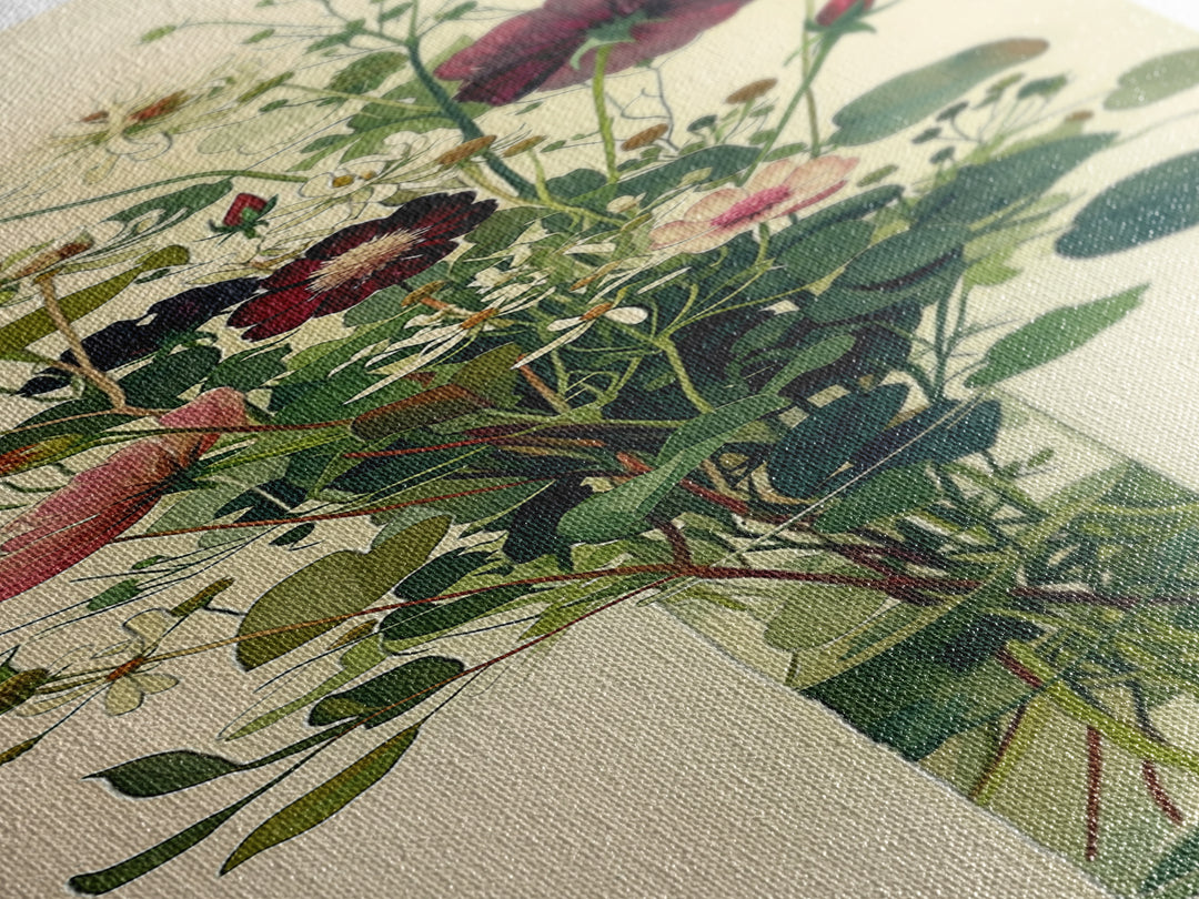 Classic Oil Painted Vase of Wildflowers Canvas Print, General Fine Art, Art Print, Living Room Decor, Fine Art, GEN-1x3-35