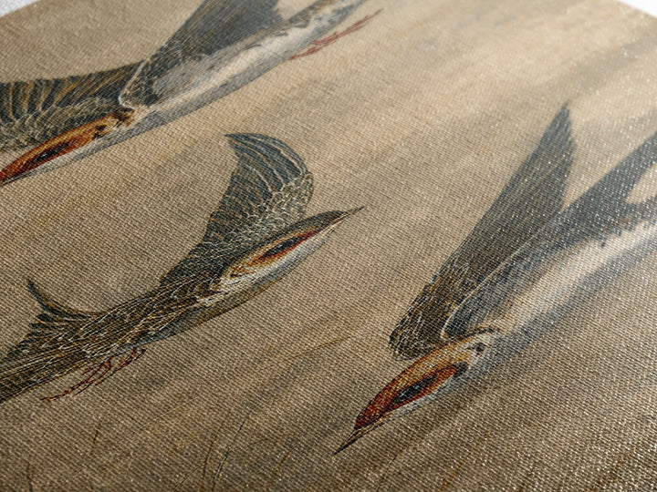 Minimal Birds in Flight over an Open Canvas Print, General Fine Art, Boho Decor, Living Room Decor, Oil Painting, GEN-1x3-82