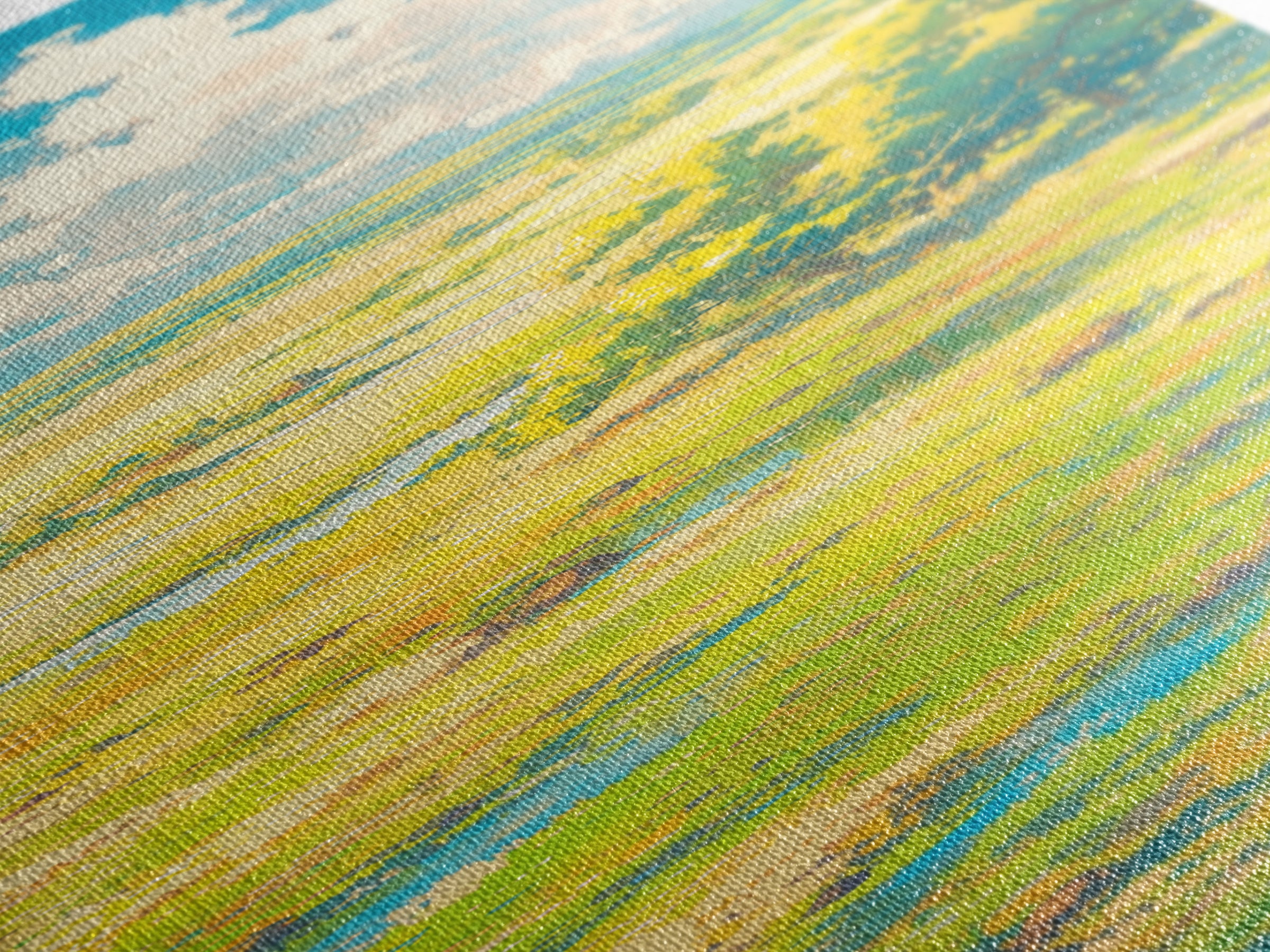 Sunlit Meadow with Loose Impressionist Brushwork Canvas Print, General Fine Art, Textured Painting, Living Room Decor, GEN-1x3-98