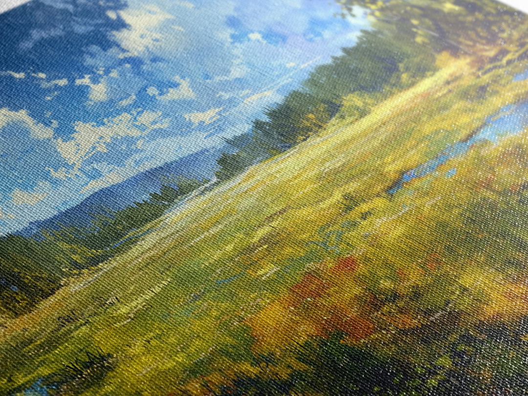 Sunlit Meadow with Loose Impressionist Brushwork Canvas Print, General Fine Art, Contemporary Art, Living Room Decor, GEN-2x1-10