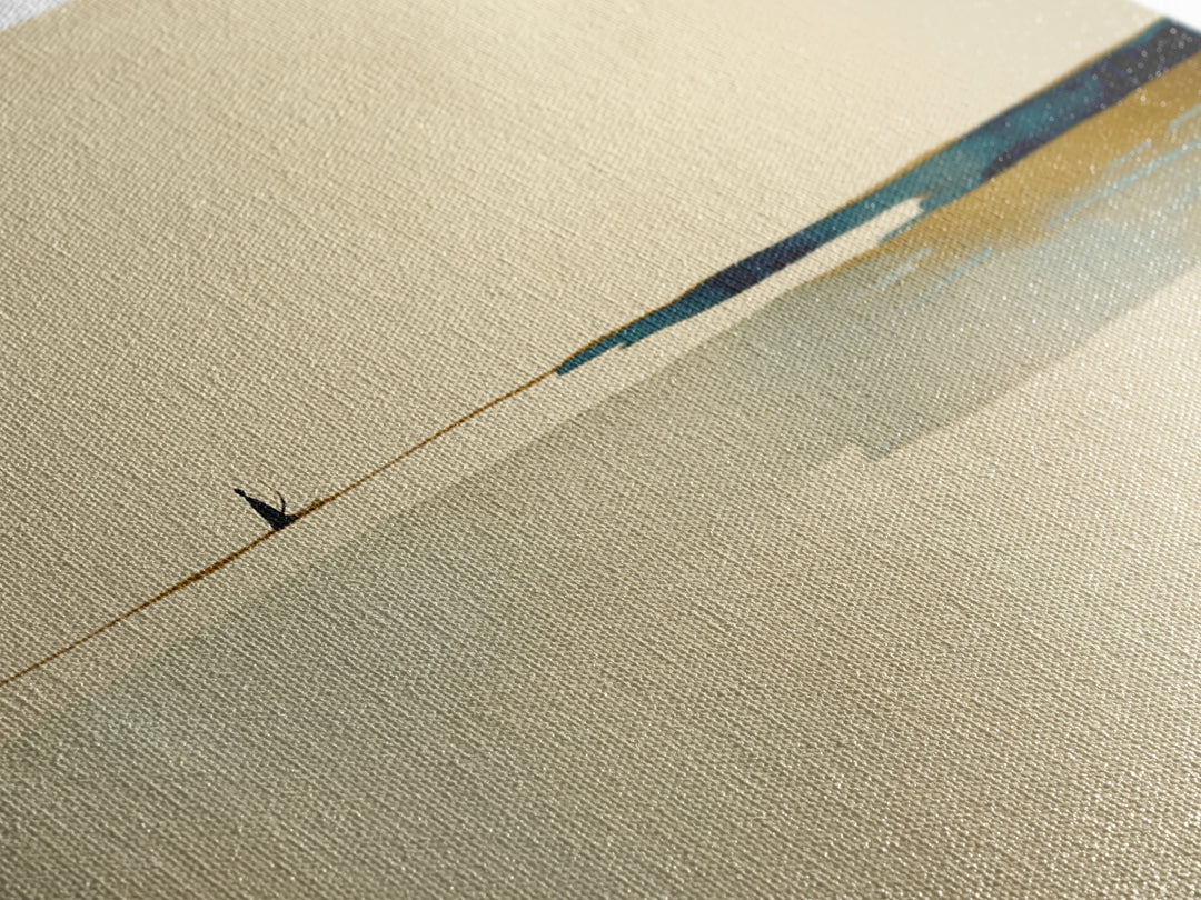 Minimal Black Line Figure on Textured Paper Canvas Print, General Fine Art, Canvas, Living Room Decor, Oil Painting, GEN-2x1-47