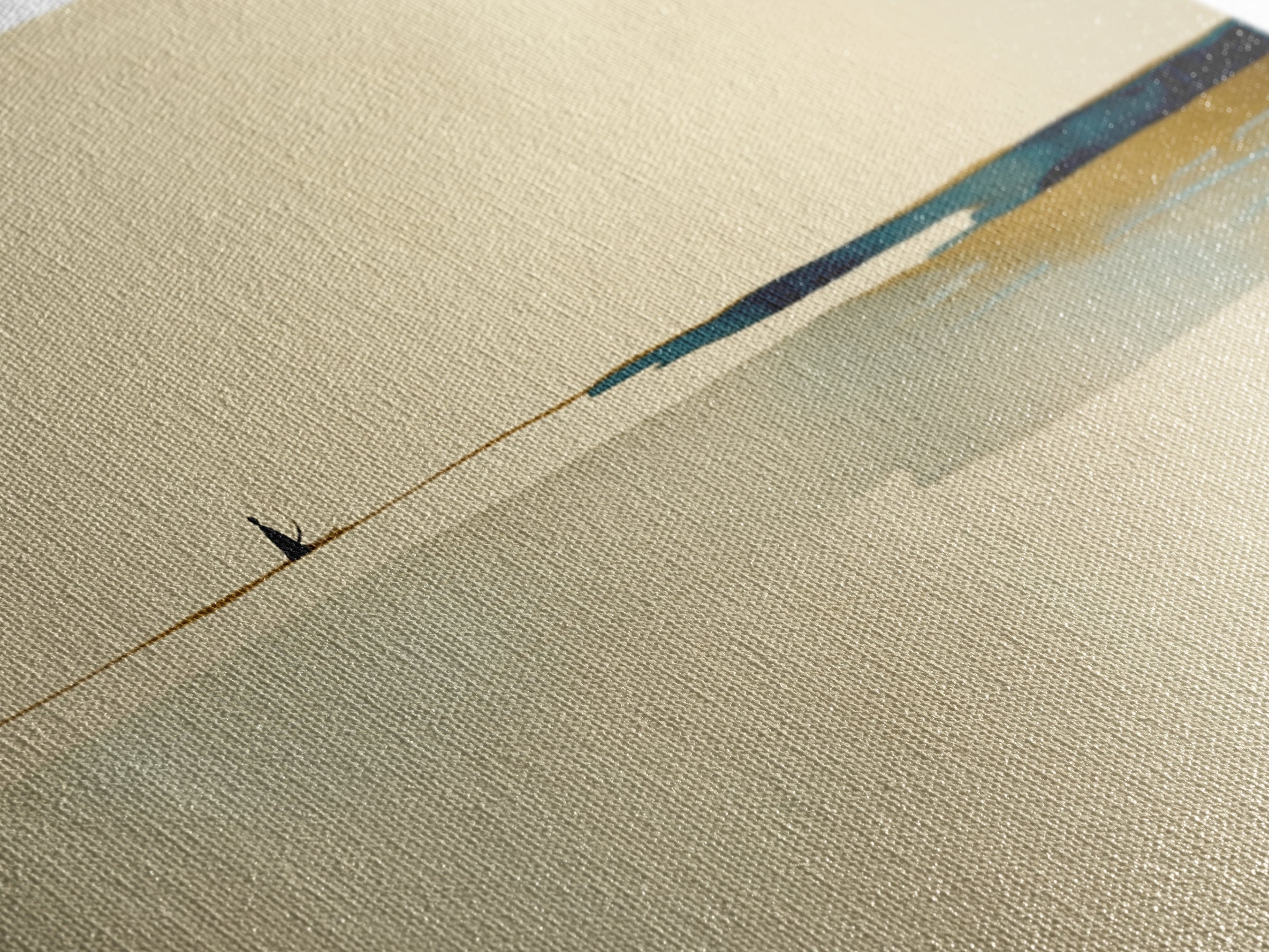 Minimal Black Line Figure on Textured Paper Canvas Print, General Fine Art, Canvas, Living Room Decor, Oil Painting, GEN-2x1-47