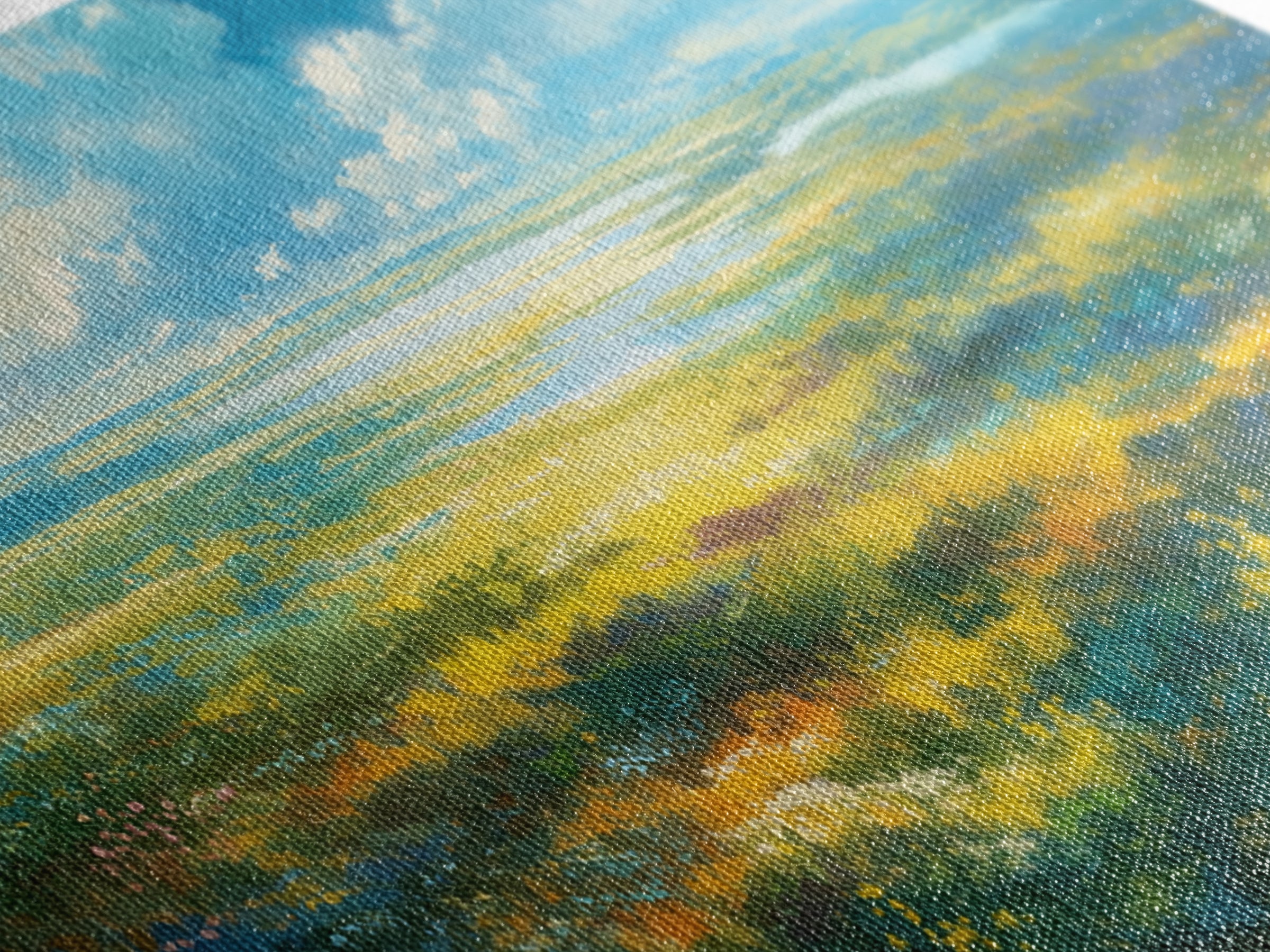 Sunlit Meadow with Loose Impressionist Brushwork Canvas Print, General Fine Art, Wall Decor, Living Room Decor, Fine Art, GEN-2x1-82
