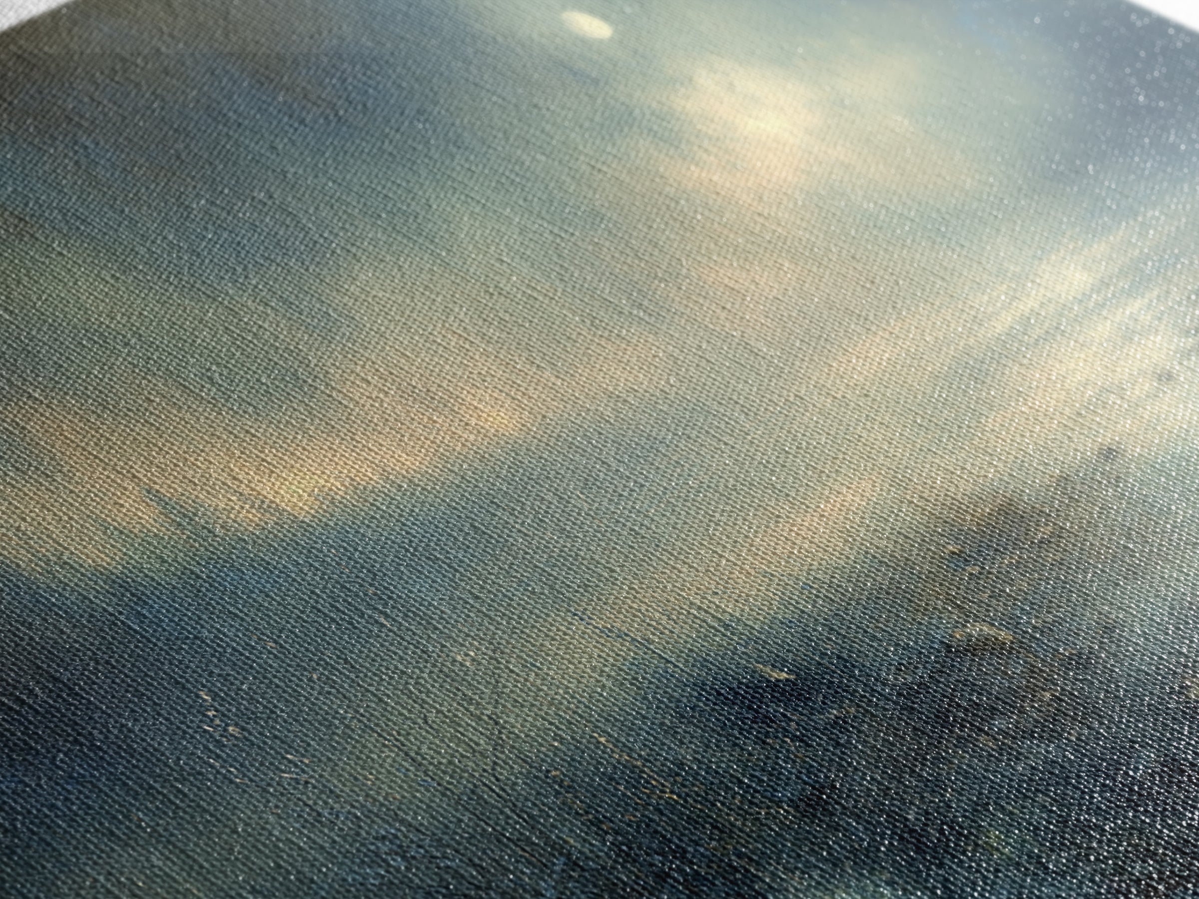 Dreamlike Moonlit Lake Framed Canvas Print, General Fine Art, Art, Living Room Decor, Fine Art, Mid Century Modern, GEN-2x1-9