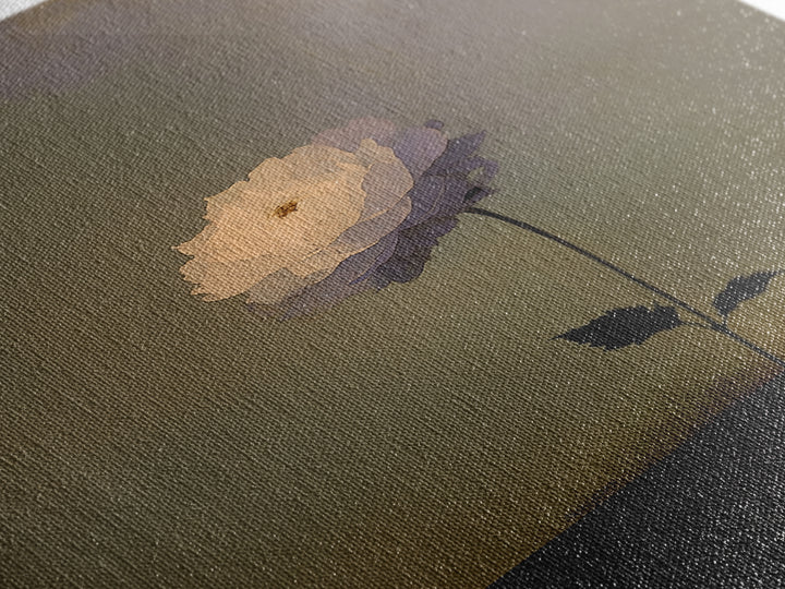 Single Sculptural Flower on a Dark Ground Canvas Print, General Fine Art, Original Painting, Living Room Decor, Oil Painting, GEN-2x3-65