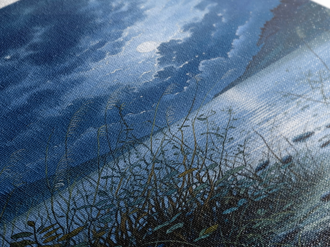Dreamlike Moonlit Lake Framed Canvas Print, General Fine Art, Oil Painting, Living Room Decor, Fine Art, Gallery Decor, GEN-2x3-93