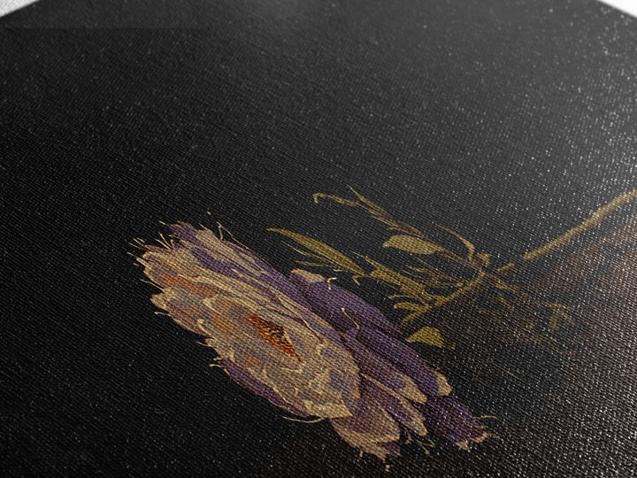 Single Sculptural Flower on a Dark Ground Canvas Print, General Fine Art, Canvas Wall Art, Living Room Decor, Fine Art, GEN-3x1-49
