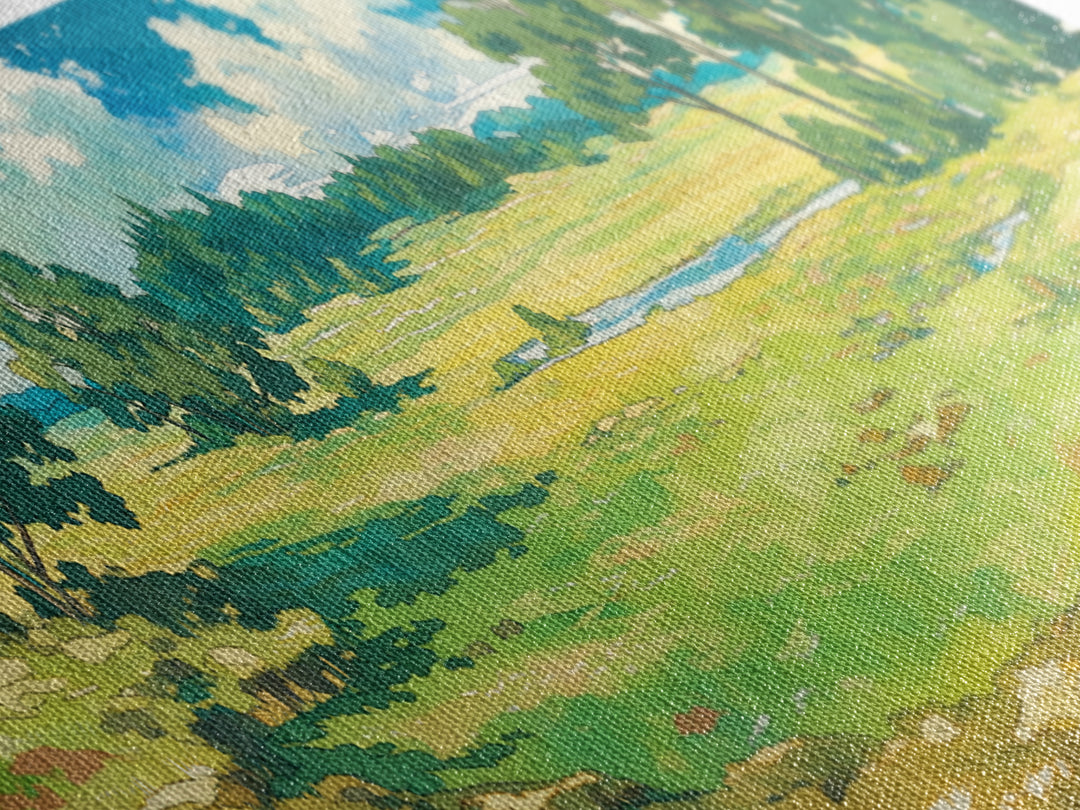 Sunlit Meadow with Loose Impressionist Brushwork Canvas Print, General Fine Art, Canvas Art, Living Room Decor, Fine Art, GEN-3x1-54