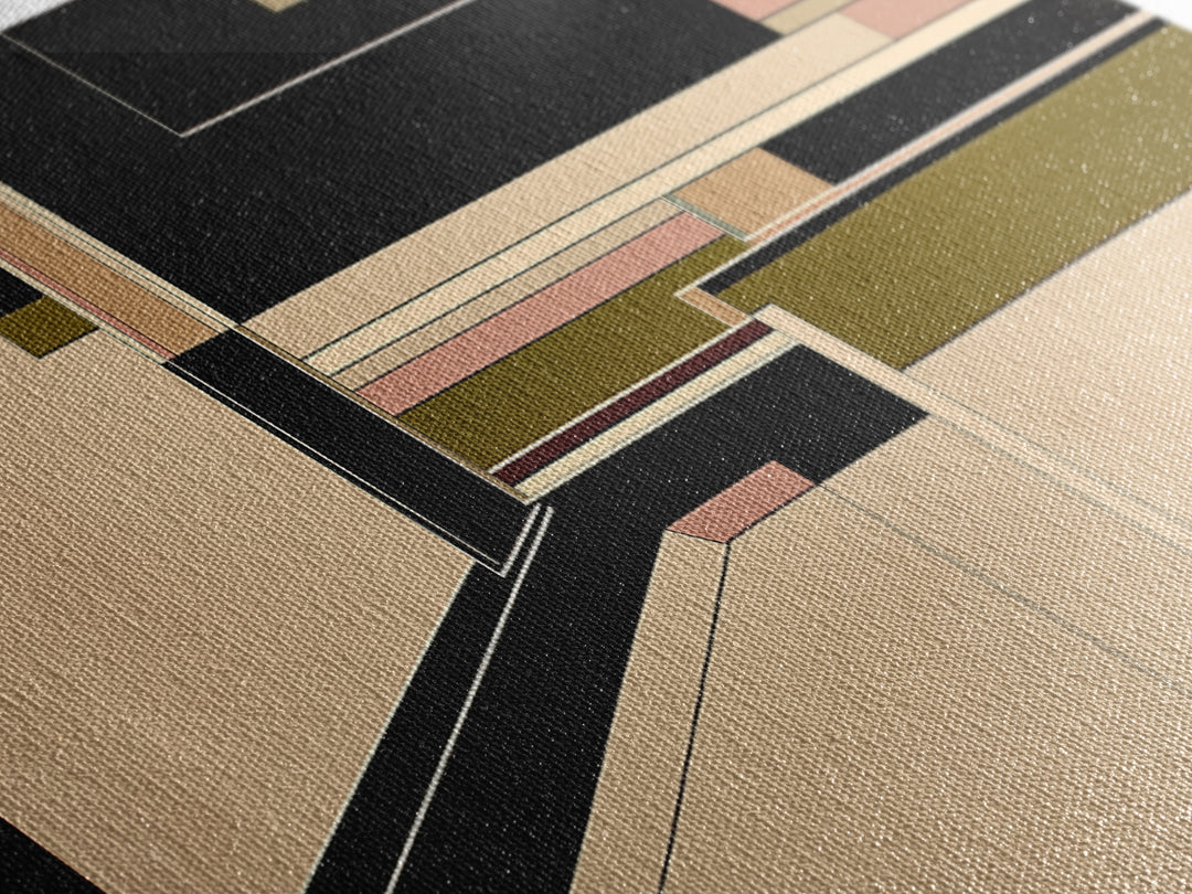 Modern Geometric Composition Framed Canvas Print, General Fine Art, Art Deco, Living Room Decor, Fine Art, Fine Art Print, GEN-3x1-74