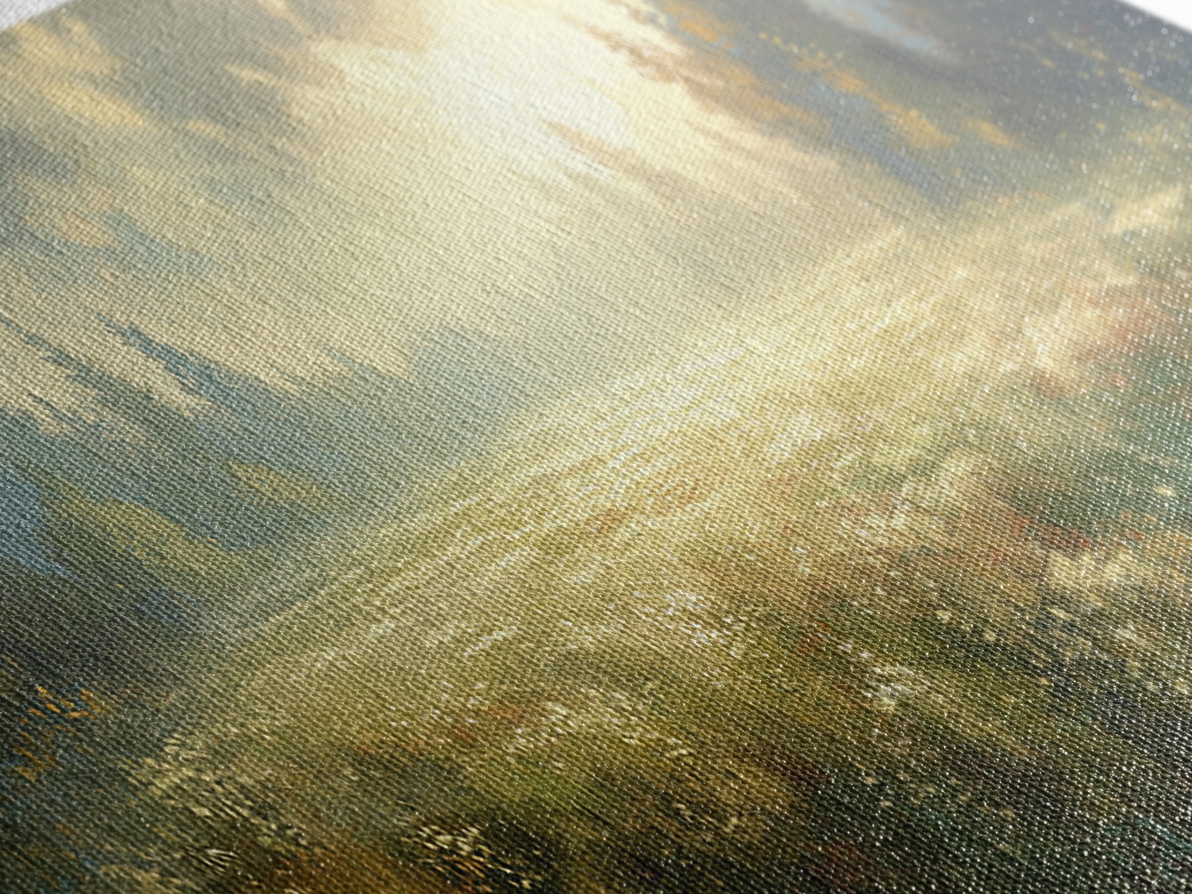 Sunlit Meadow with Loose Impressionist Brushwork Canvas Print, General Fine Art, Digital Prints, Living Room Decor, GEN-3x1-78