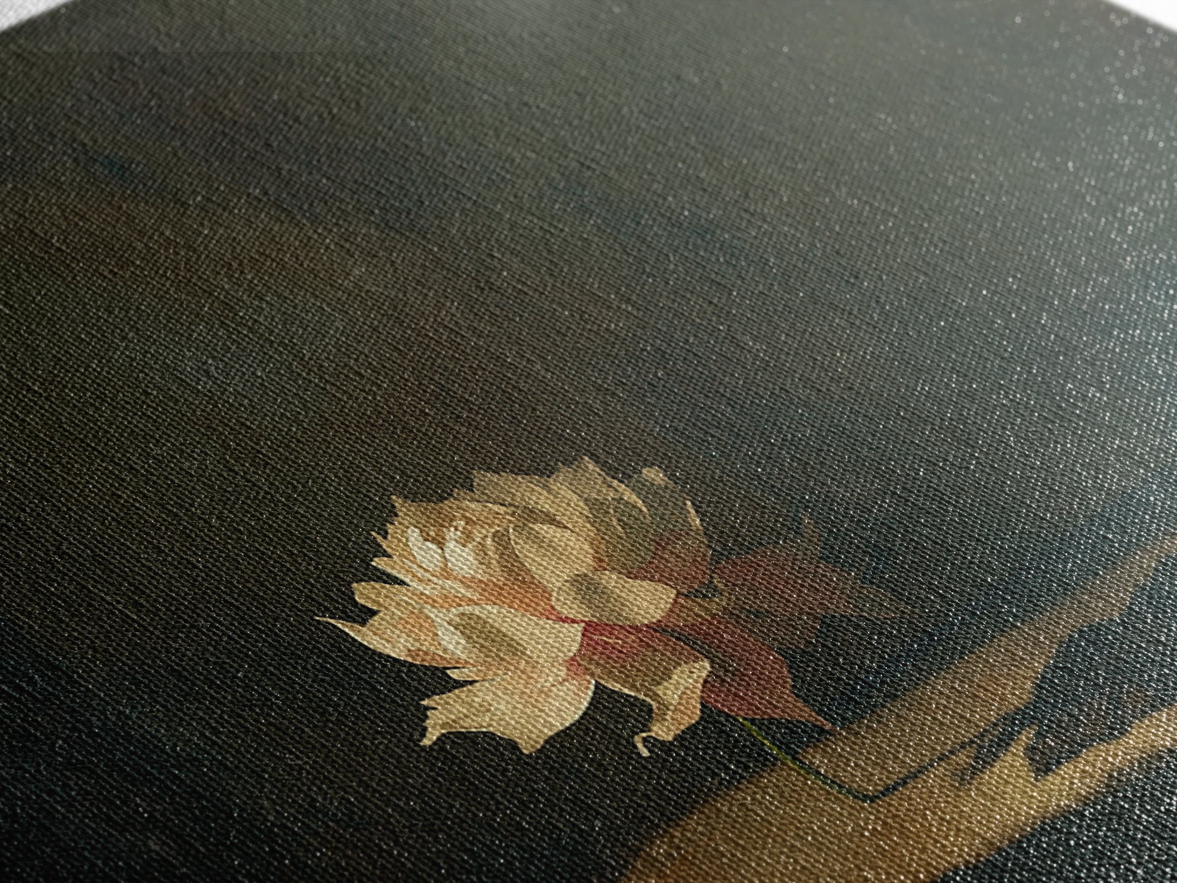 Single Sculptural Flower on a Dark Ground Canvas Print, General Fine Art, Original Art, Living Room Decor, Wall Art, GEN-3x2-13