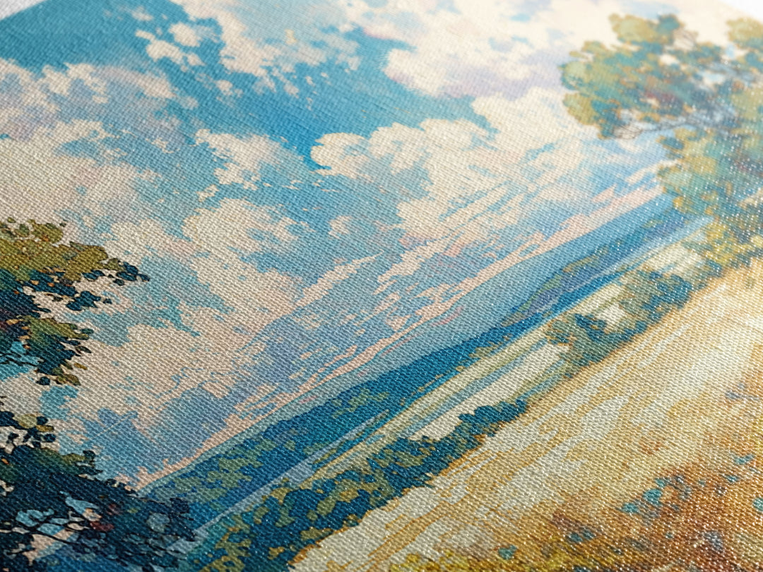 Sunlit Meadow with Loose Impressionist Brushwork Canvas Print, General Fine Art, Digital Wall Art, Living Room Decor, Fine Art, GEN-3x2-42