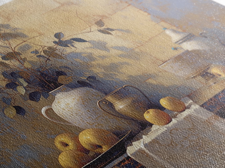 Simple Still Life of Fruit and Linen Canvas Print, General Fine Art, Digital Print, Living Room Decor, Abstract Art, GEN-3x2-44