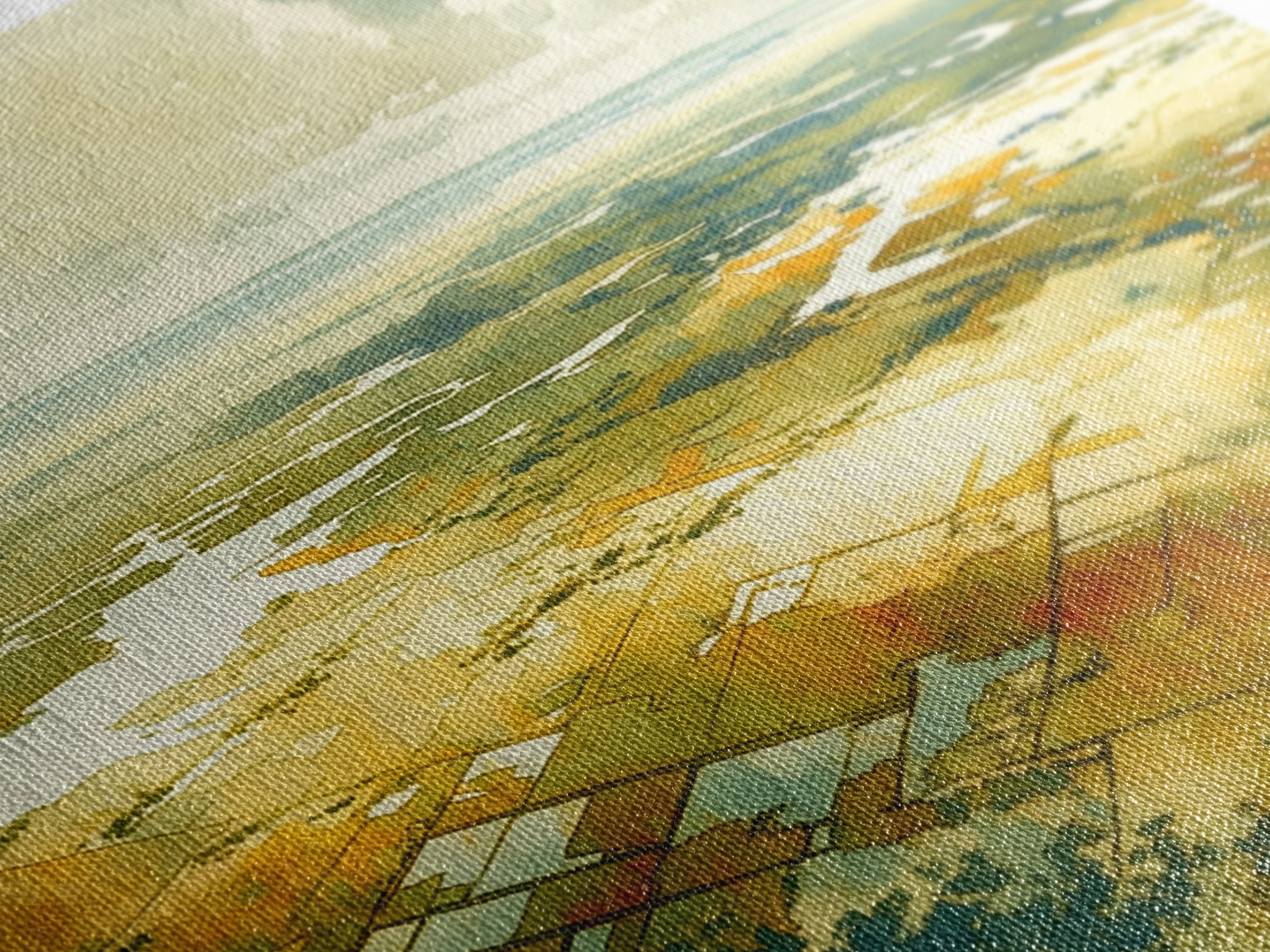 Quiet Abstract Landscape Framed Canvas Print, General Fine Art, Abstract Art, Living Room Decor, Oil Painting, GEN-3x2-5