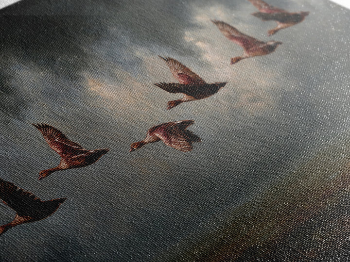Minimal Birds in Flight over an Open Framed Canvas Print, General Fine Art, Art Deco, Living Room Decor, Oil Painting, GEN-3x2-50