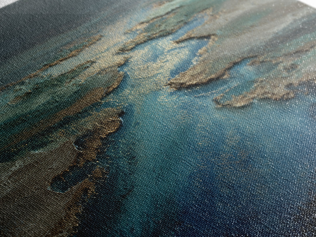 Quiet Abstract River Shape Canvas Print, General Fine Art, Canvas Wall Art, Living Room Decor, Fine Art, Textured Painting, GEN-3x2-52