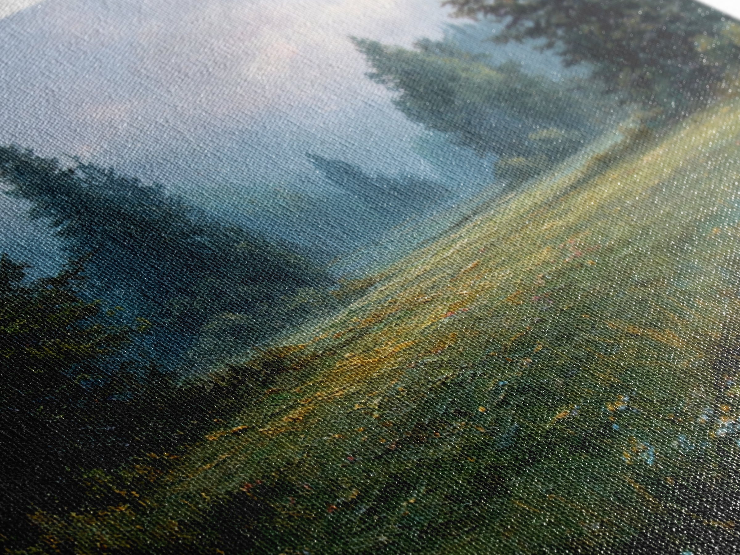 Sunlit Meadow with Loose Impressionist Brushwork Canvas Print, General Fine Art, Digital Wall Art, Living Room Decor, Fine Art, GEN-3x2-66