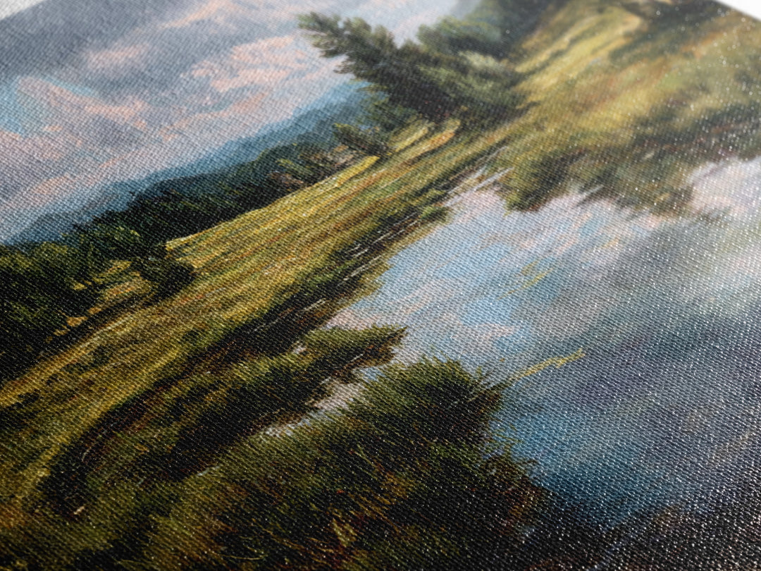 Sunlit Meadow with Loose Impressionist Brushwork Canvas Print, General Fine Art, Framed Wall Art, Living Room Decor, GEN-3x2-90