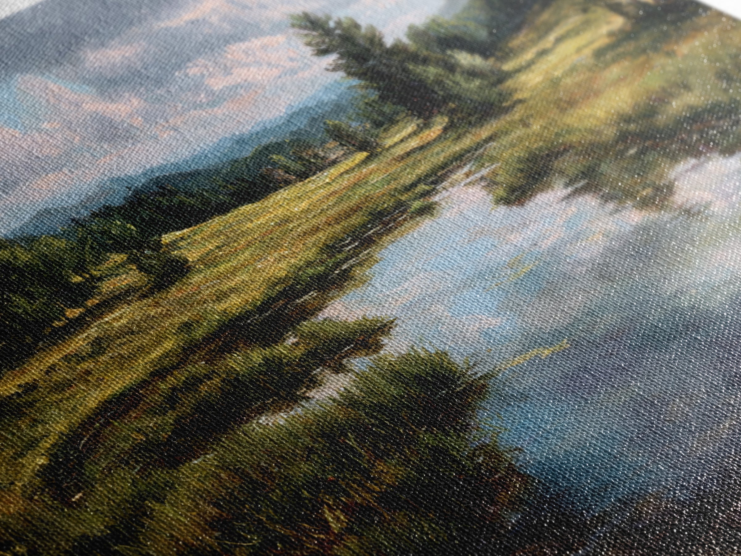 Sunlit Meadow with Loose Impressionist Brushwork Canvas Print, General Fine Art, Framed Wall Art, Living Room Decor, GEN-3x2-90