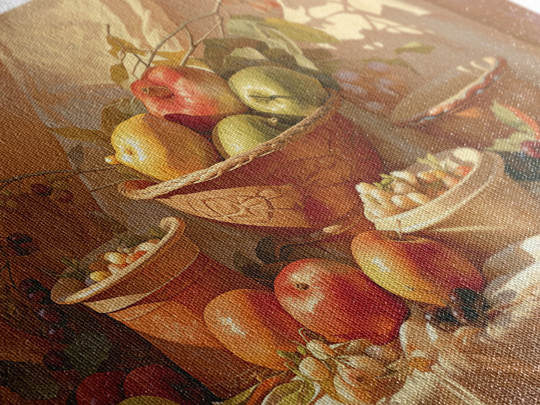 Simple Still Life of Fruit and Linen Framed Canvas Print, General Fine Art, Art, Living Room Decor, Abstract Art, GEN-3x2-92