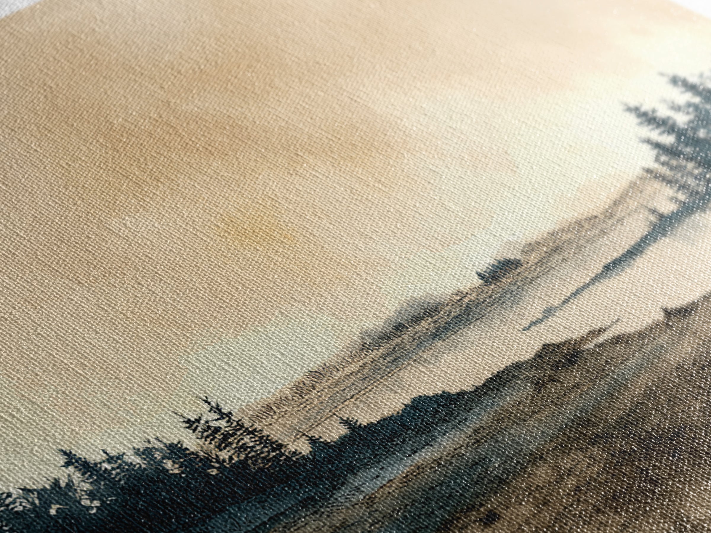 Elegant Ink Wash Landscape Framed Canvas Print, General Fine Art, Wall Decor, Living Room Decor, Fine Art, Original Painting, GEN-3x2-96