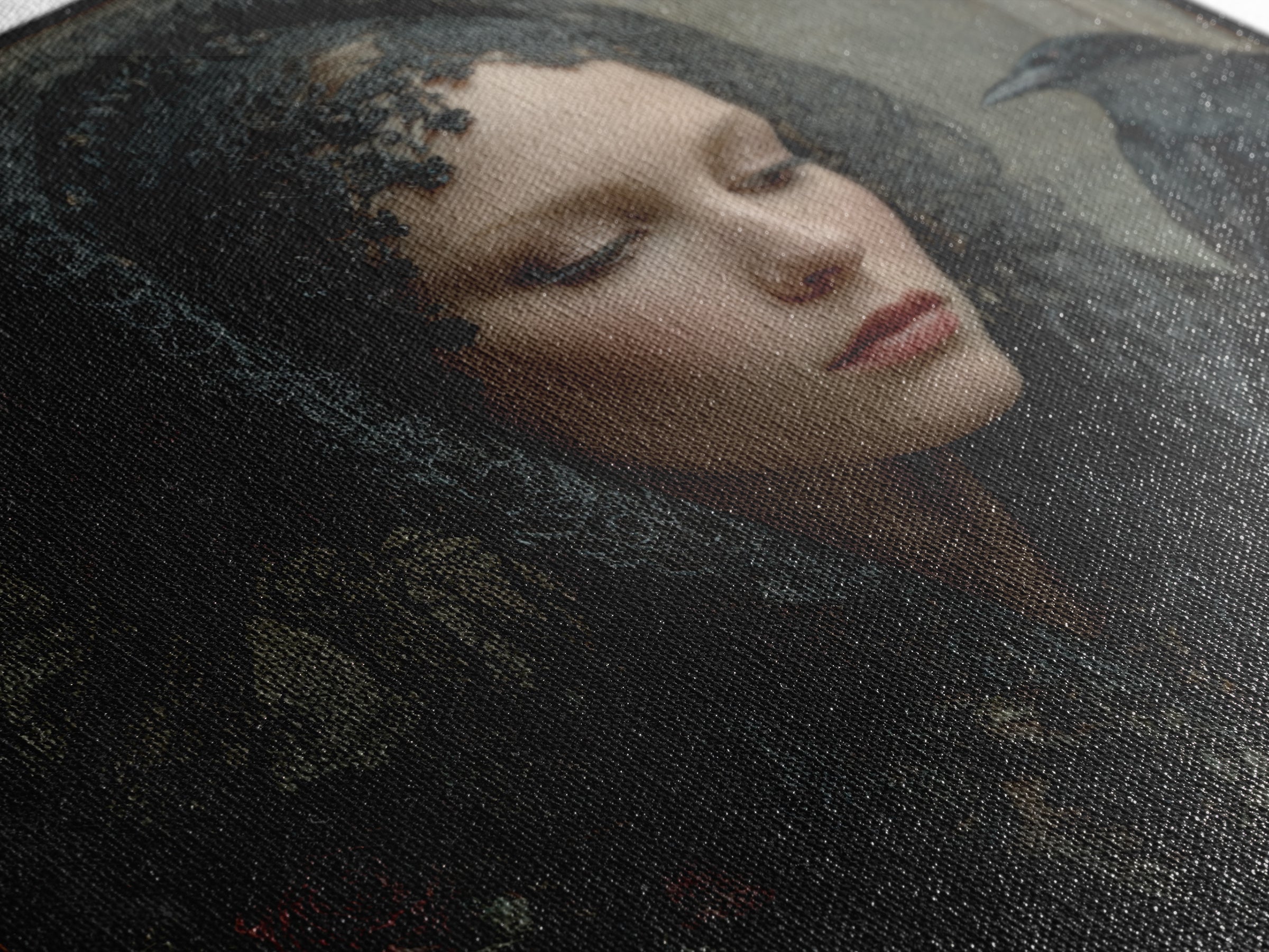 Melancholy Woman Portrait Canvas Print, Gothic Art, Dark Academia Art, Living Room Decor, Oil Painting, Gothic, Boho Decor, GOT-1x1-76