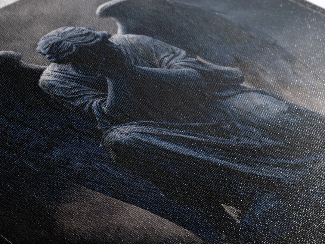 Weeping Angel Statue Framed Canvas Print, Gothic Art, Printable Wall Art, Living Room Decor, Fine Art, Gothic, Halloween Art, GOT-1x1-8