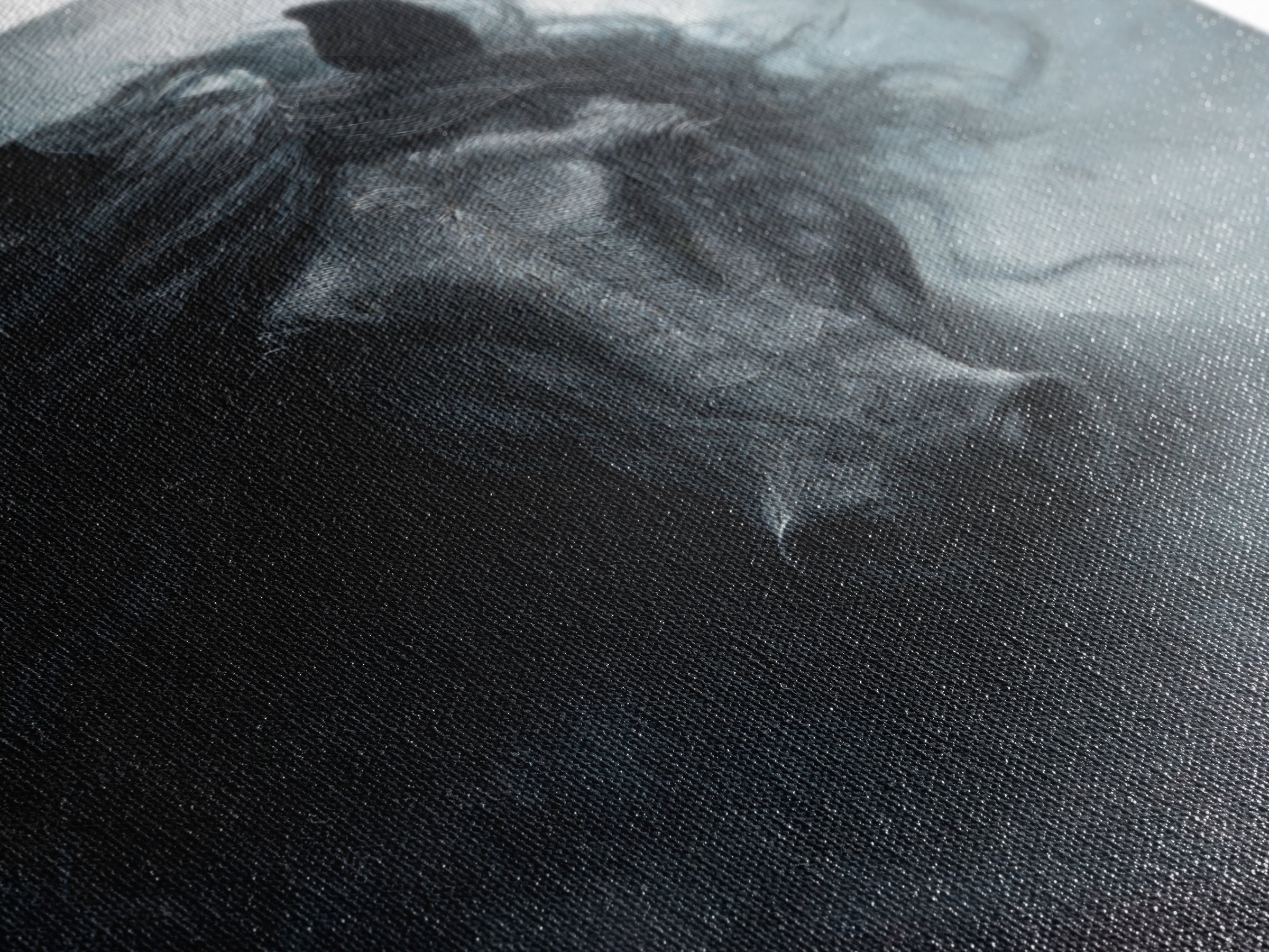 Black Horse with Flowing Mane in Fog Framed Canvas Print, Gothic Art, Wall Art, Living Room Decor, Gothic, Canvas Tote Bag, GOT-2x3-1