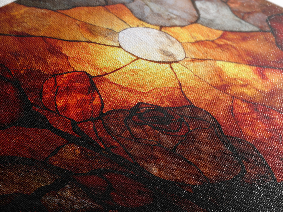 Cracked Mirror Reflecting Moon and Roses Framed Canvas Print, Gothic Art, Moody Wall Art, Living Room Decor, Fine Art, Gothic, GOT-3x2-27