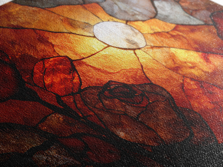Cracked Mirror Reflecting Moon and Roses Framed Canvas Print, Gothic Art, Moody Wall Art, Living Room Decor, Fine Art, Gothic, GOT-3x2-27