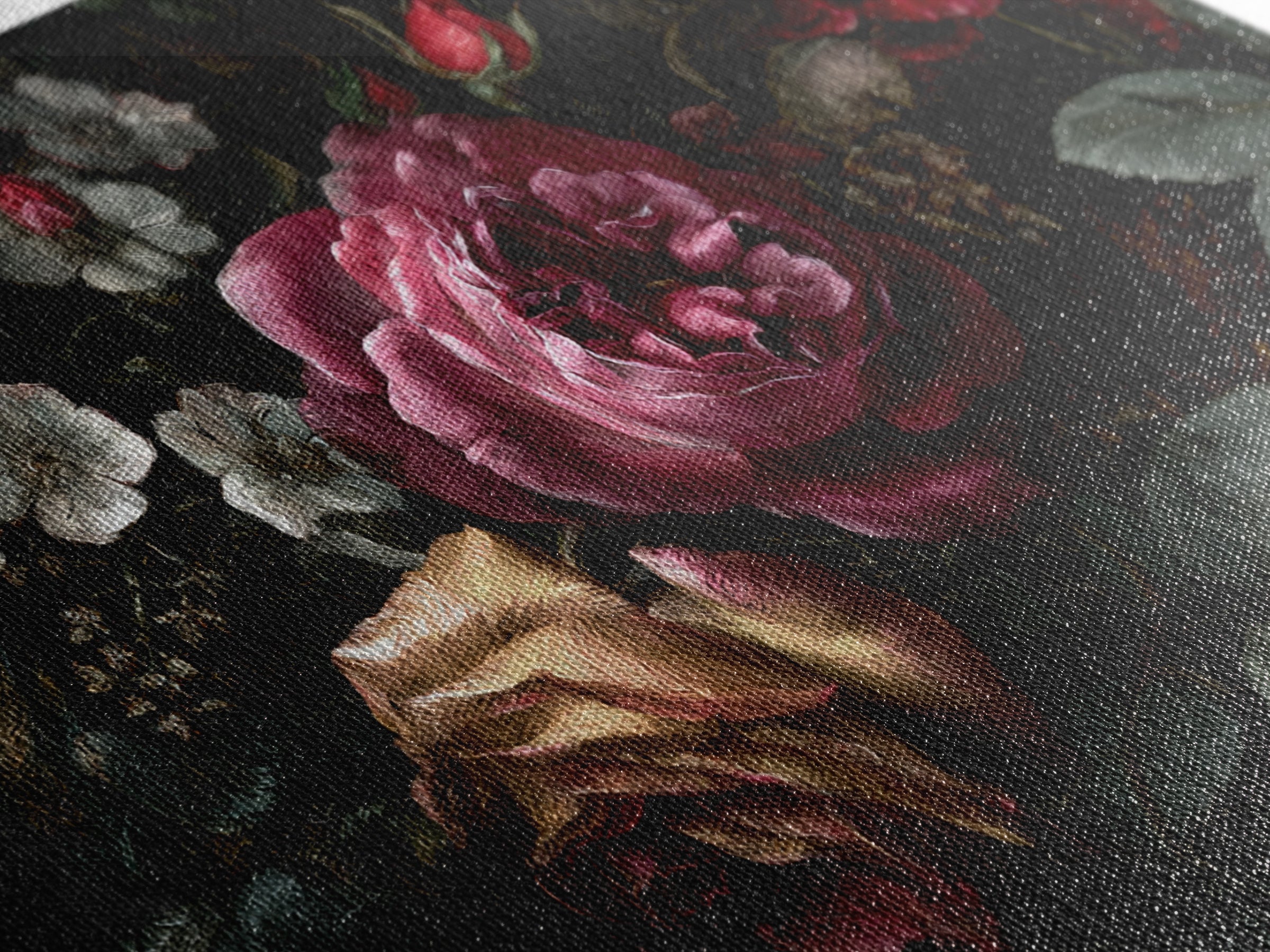 Dark Floral Wallpaper Pattern Framed Canvas Print, Gothic Art, Canvas Painting, Living Room Decor, Gothic, Fine Art Print, GOT-3x2-41
