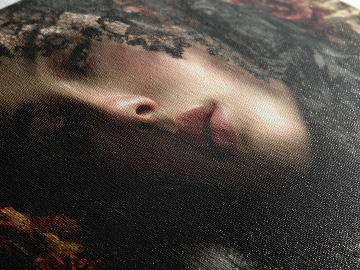 Melancholy Woman Portrait Canvas Print, Gothic Art, Black and White Art, Living Room Decor, Oil Painting, Gothic, GOT-3x2-56