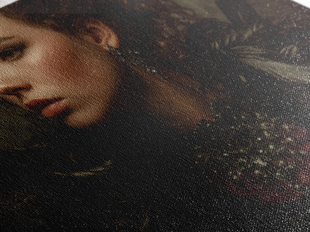 Vampire Inspired Portrait with Pale Skin and Canvas Print, Gothic Art, Canvas Tote Bag, Living Room Decor, Fine Art, Gothic, GOT-3x2-62