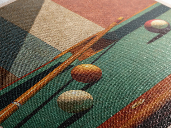 Pool Cue and Chalk on Green Felt Canvas Print, Game Room Art, Playroom Art, Game Room Decor, Fine Art, Play, Modern Decor, GRA-1x1-10