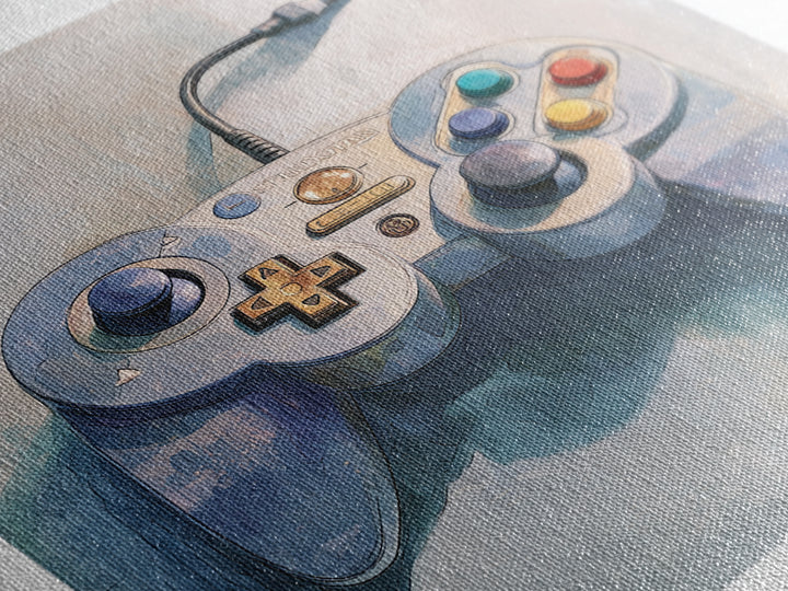 Old School Game Controller Canvas Print, Game Room Art, Girly Wall Art, Game Room Decor, Oil Painting, Play, Luxury Decor, GRA-1x1-30