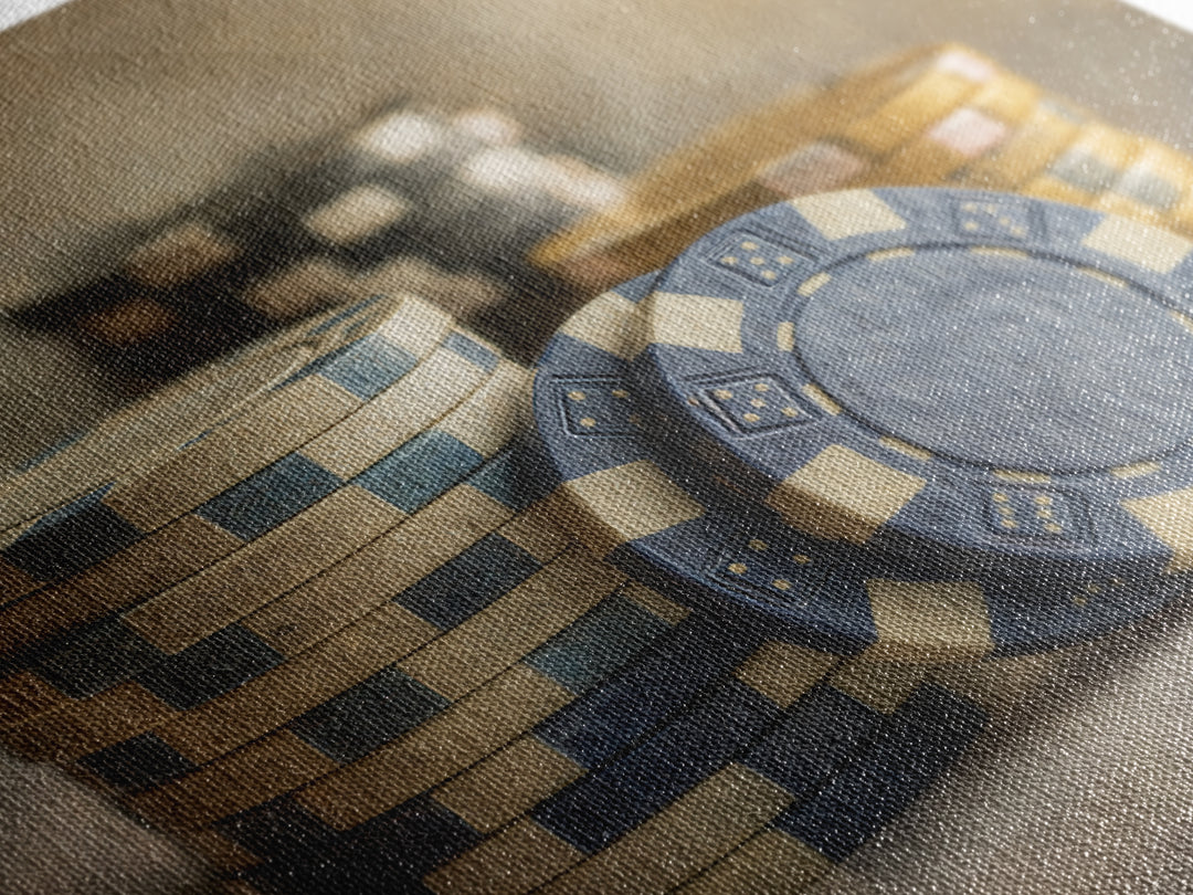 Poker Chips Stacked Like Casino Still Life Canvas Print, Game Room Art, Black Woman Art, Game Room Decor, Fine Art, Play, GRA-1x1-31